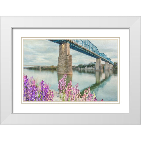 Scenic City 90 White Modern Wood Framed Art Print with Double Matting by Lee, Rachel