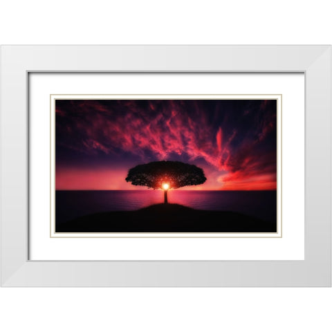 Trees 28 White Modern Wood Framed Art Print with Double Matting by Lee, Rachel