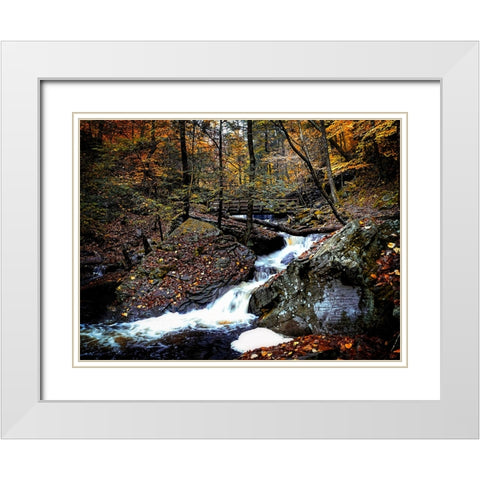 Waterfall 45 White Modern Wood Framed Art Print with Double Matting by Lee, Rachel
