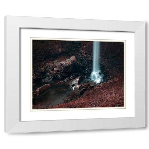 Waterfall 51 White Modern Wood Framed Art Print with Double Matting by Lee, Rachel