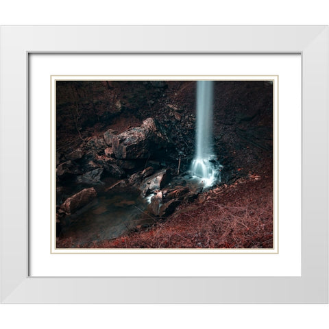 Waterfall 51 White Modern Wood Framed Art Print with Double Matting by Lee, Rachel