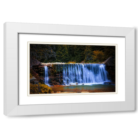 Waterfall 55 White Modern Wood Framed Art Print with Double Matting by Lee, Rachel