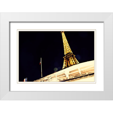 Eiffel Tower White Modern Wood Framed Art Print with Double Matting by Malone, Will