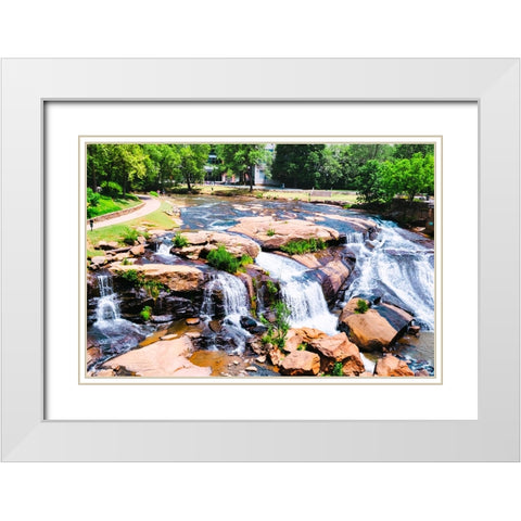 Falls Park White Modern Wood Framed Art Print with Double Matting by Malone, Will