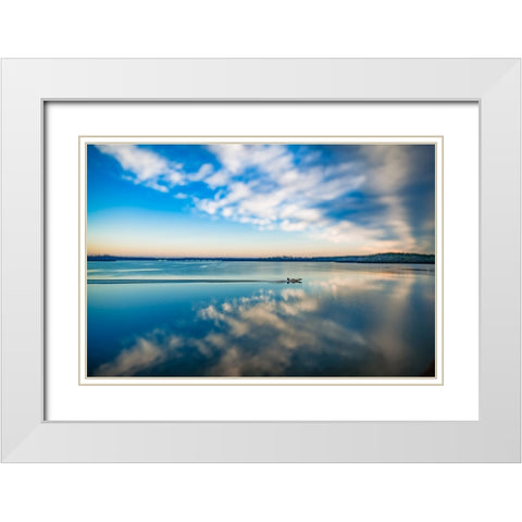 Boat Blur White Modern Wood Framed Art Print with Double Matting by Malone, Will