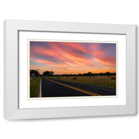 Sunrise Road White Modern Wood Framed Art Print with Double Matting by Malone, Will