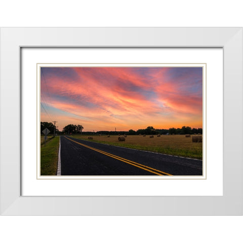 Sunrise Road White Modern Wood Framed Art Print with Double Matting by Malone, Will
