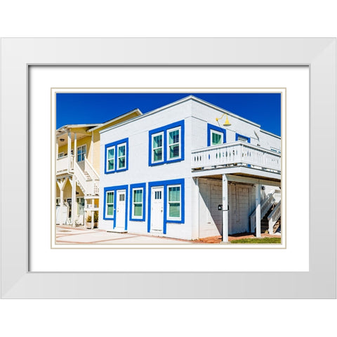 The Blue Beach House White Modern Wood Framed Art Print with Double Matting by Malone, Will