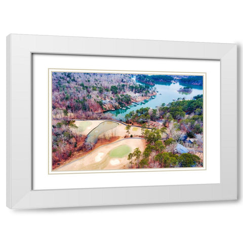Golf Lake White Modern Wood Framed Art Print with Double Matting by Malone, Will