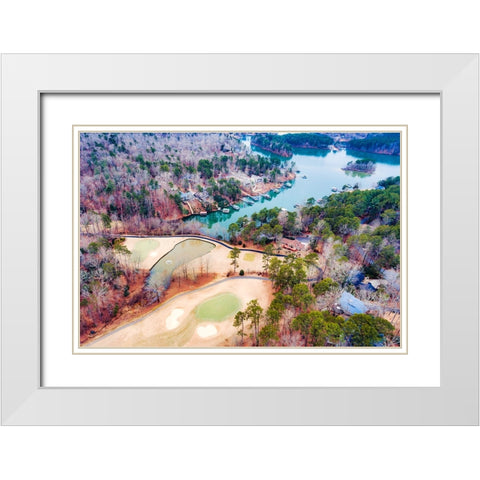 Golf Lake White Modern Wood Framed Art Print with Double Matting by Malone, Will