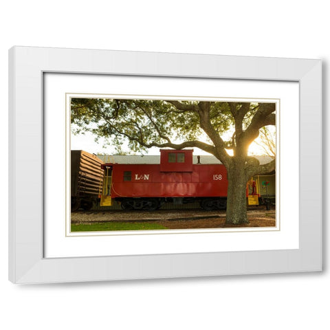 Caboose White Modern Wood Framed Art Print with Double Matting by Malone, Will