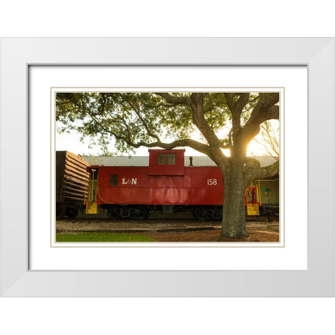 Caboose White Modern Wood Framed Art Print with Double Matting by Malone, Will