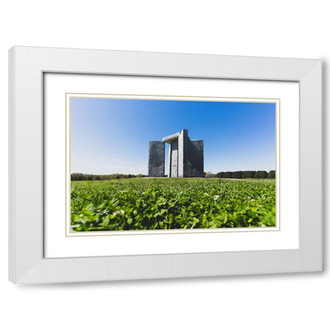 Guidestones White Modern Wood Framed Art Print with Double Matting by Malone, Will