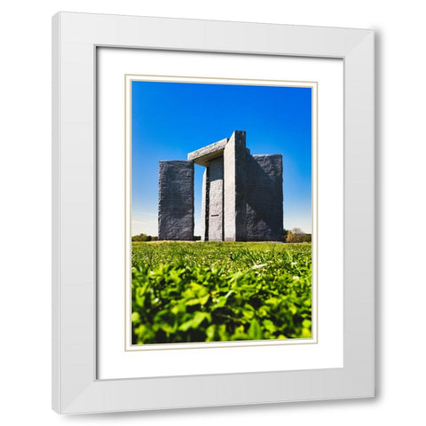 Guidestones 5 White Modern Wood Framed Art Print with Double Matting by Malone, Will