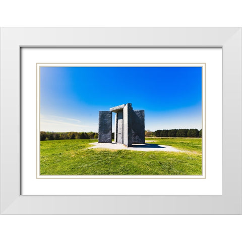 Guidestones 8 White Modern Wood Framed Art Print with Double Matting by Malone, Will