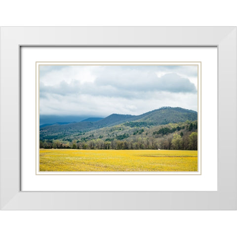 Yellow Fields White Modern Wood Framed Art Print with Double Matting by Malone, Will