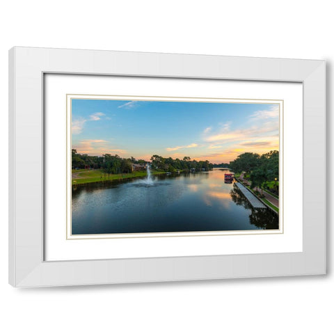 Cane River Sunset White Modern Wood Framed Art Print with Double Matting by Malone, Will