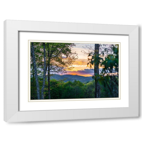 Cashiers Sunset White Modern Wood Framed Art Print with Double Matting by Malone, Will