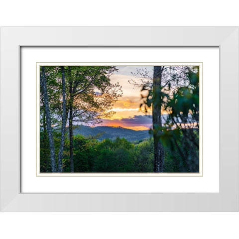 Cashiers Sunset White Modern Wood Framed Art Print with Double Matting by Malone, Will