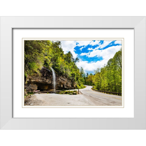 Bridal Veil Falls White Modern Wood Framed Art Print with Double Matting by Malone, Will