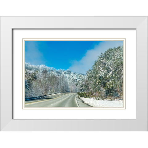 Snow Road White Modern Wood Framed Art Print with Double Matting by Malone, Will