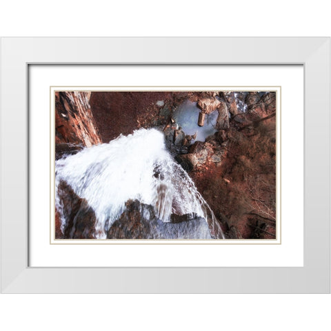 Down Waterfall White Modern Wood Framed Art Print with Double Matting by Malone, Will
