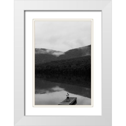 Fishing White Modern Wood Framed Art Print with Double Matting by Malone, Will