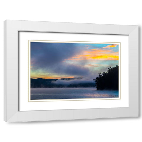 Fishermen White Modern Wood Framed Art Print with Double Matting by Malone, Will