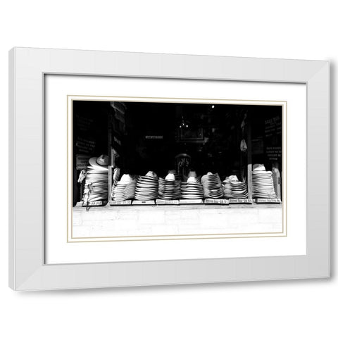 Hat Shop White Modern Wood Framed Art Print with Double Matting by Malone, Will