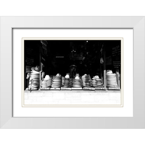 Hat Shop White Modern Wood Framed Art Print with Double Matting by Malone, Will