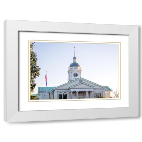 Aiken Courthouse White Modern Wood Framed Art Print with Double Matting by Malone, Will