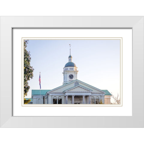Aiken Courthouse White Modern Wood Framed Art Print with Double Matting by Malone, Will