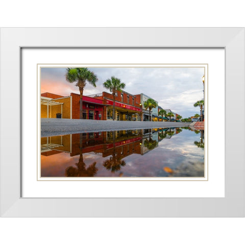 Downtown Beaufort Morning 2 White Modern Wood Framed Art Print with Double Matting by Malone, Will