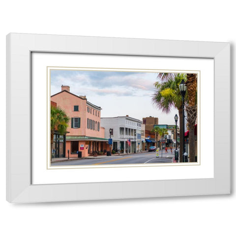 Downtown Beaufort Morning 3 White Modern Wood Framed Art Print with Double Matting by Malone, Will