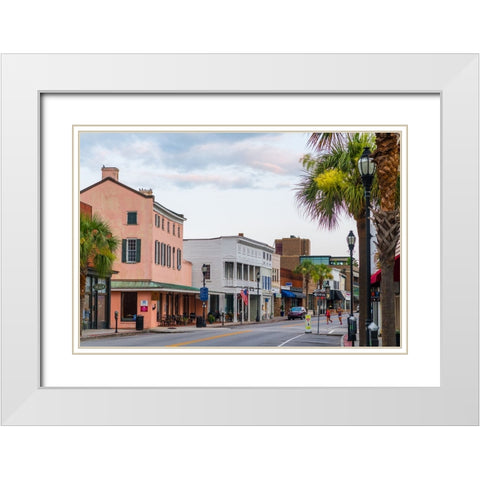 Downtown Beaufort Morning 3 White Modern Wood Framed Art Print with Double Matting by Malone, Will