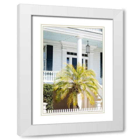 Front Porch Palm White Modern Wood Framed Art Print with Double Matting by Malone, Will