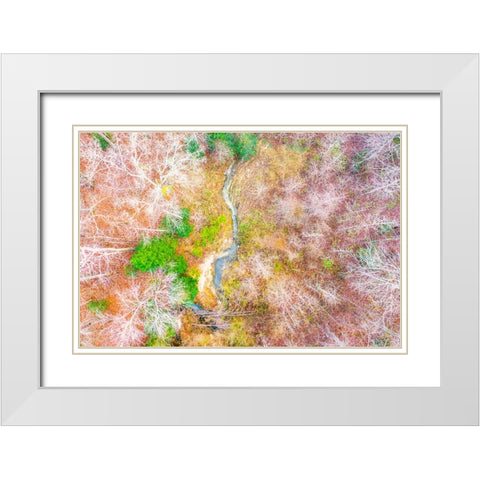 Aerial Creek White Modern Wood Framed Art Print with Double Matting by Malone, Will