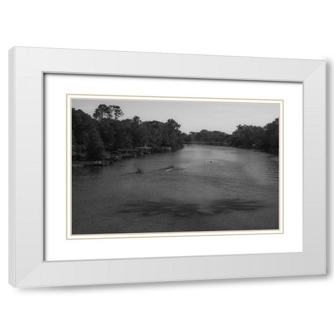 Cane River Rowing White Modern Wood Framed Art Print with Double Matting by Malone, Will