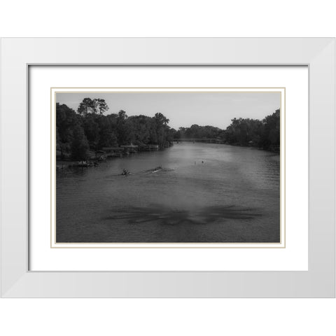 Cane River Rowing White Modern Wood Framed Art Print with Double Matting by Malone, Will