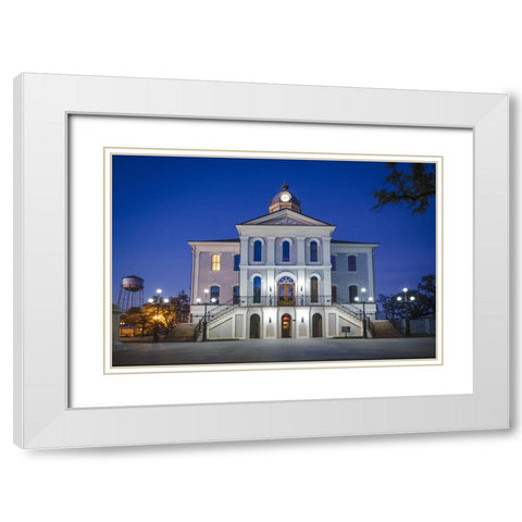 Courthouse Morning White Modern Wood Framed Art Print with Double Matting by Malone, Will
