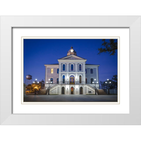 Courthouse Morning White Modern Wood Framed Art Print with Double Matting by Malone, Will