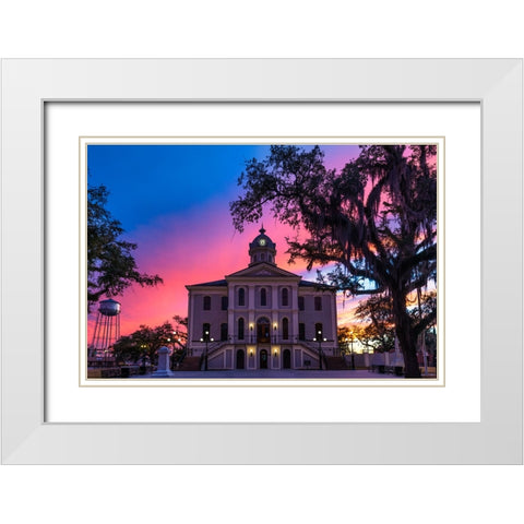 Courthouse Sunset 2 White Modern Wood Framed Art Print with Double Matting by Malone, Will