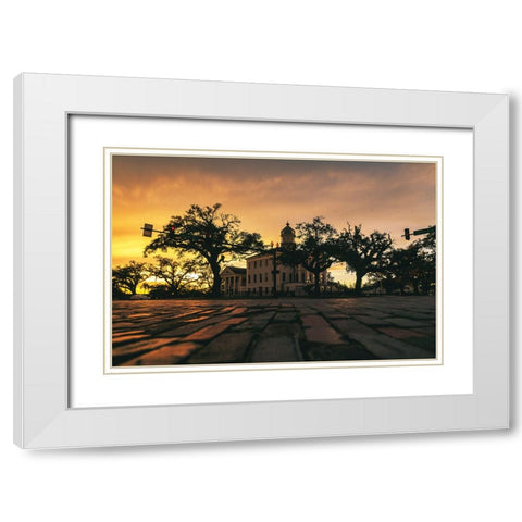 Courthouse Sunset 3 White Modern Wood Framed Art Print with Double Matting by Malone, Will