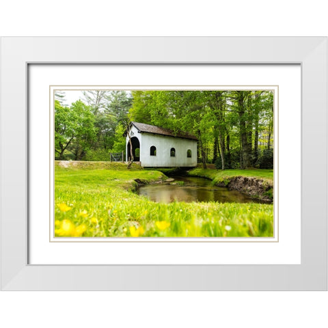 Covered Bridge White Modern Wood Framed Art Print with Double Matting by Malone, Will