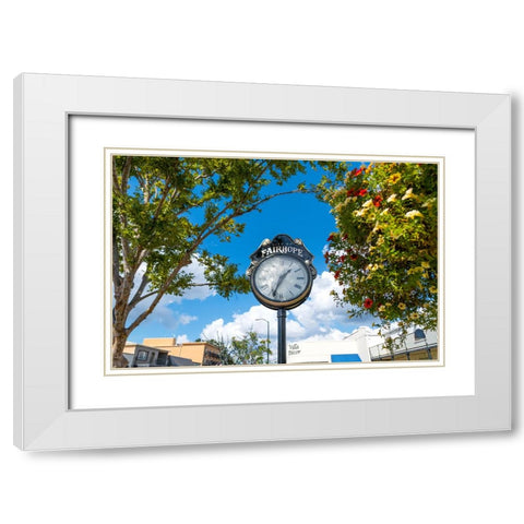Fairhope Clock White Modern Wood Framed Art Print with Double Matting by Malone, Will