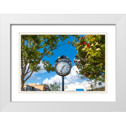 Fairhope Clock White Modern Wood Framed Art Print with Double Matting by Malone, Will