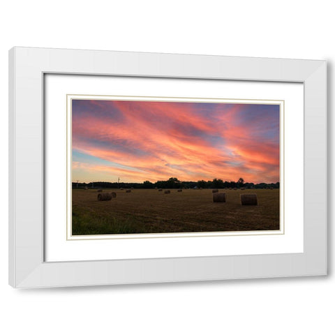 Hay Bail Sky White Modern Wood Framed Art Print with Double Matting by Malone, Will