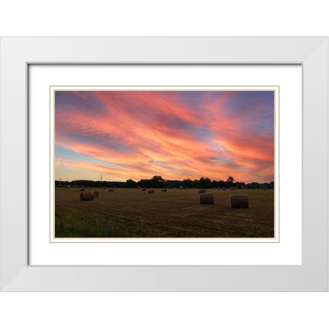 Hay Bail Sky White Modern Wood Framed Art Print with Double Matting by Malone, Will