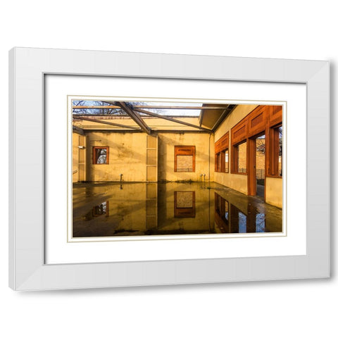 Yellow Korner White Modern Wood Framed Art Print with Double Matting by Malone, Will
