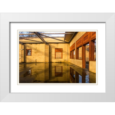 Yellow Korner White Modern Wood Framed Art Print with Double Matting by Malone, Will